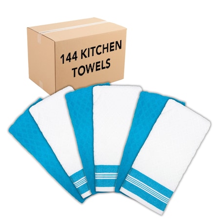 Monarch Brands Premier Kitchen Towels, Diamond Pattern , Blue, 144PK SC-KT6-DMBLU-CS